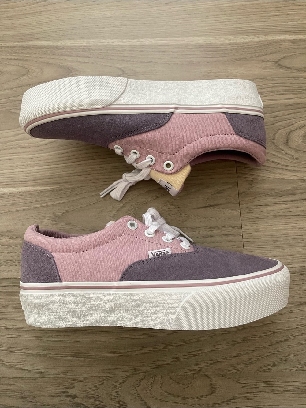 Vans Doheny Platform Pink and Lavender Lilac Colorblock Low-Top Skate Sneakers
